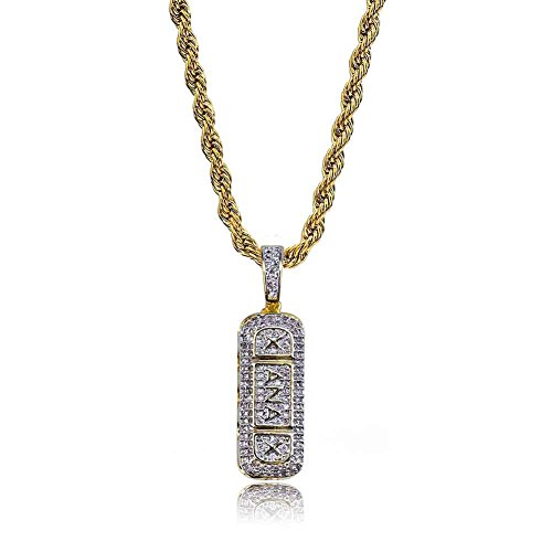 KMASAL Schmuck Iced Out XANAX Hohl Anhänger Halskette 18 Karat Vergoldet Bling CZ Simulierte Diamant Hip Hop Rapper Kette Halskette Für Männer Frauen von KMASAL