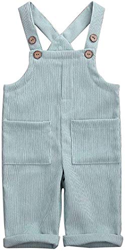 Kids Baby Girl Boy Latzhose Overalls Ärmellose verstellbare einfarbige Jumpsuit-Hose Winterhose Kleidung (Mint Green,6-12 Monate) von MoccyBabeLee