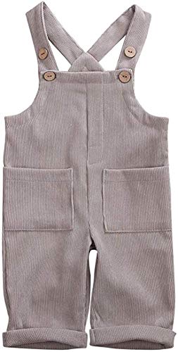 MoccyBabeLee Kids Baby Girl Boy Latzhose Overalls Ärmellose verstellbare einfarbige Jumpsuit-Hose Winterhose Kleidung (Gray,1-2 Jahre) von MoccyBabeLee