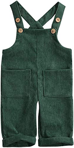 MoccyBabeLee Kids Baby Girl Boy Latzhose Overalls Ärmellose verstellbare einfarbige Jumpsuit-Hose Winterhose Kleidung (Green,1-2 Jahre) von MoccyBabeLee