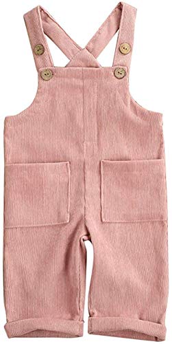 MoccyBabeLee Kids Baby Girl Boy Latzhose Overalls Ärmellose verstellbare einfarbige Jumpsuit-Hose Winterhose Kleidung (Pink,2-3 Jahre) von MoccyBabeLee