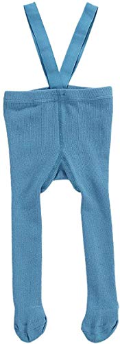 MoccyBabeLee Neugeborenes Baby Mädchen Strumpfhosen Strumpfhosen Hohe Taille Ripp Gestrickte Leggings Lätzchen Overall Hosen Footed Strumpfhosen, Footies Blau, 6-12 Monate von MoccyBabeLee