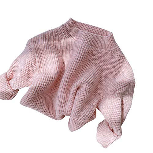 Neugeborenes Säugling Jungen Mädchen Gestrickt Übergroßer Pullover 3 6 9 12 18 Monate 2-5T Langarm Strickwaren Pullover Top Sweatshirt Herbst Winter Warme Kleidung Unisex, hellrosa, 0-6 Monate von MoccyBabeLee