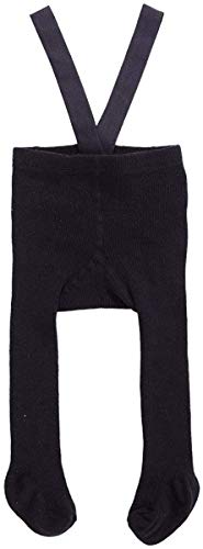 MoccyBabeLee Neugeborenes Baby Mädchen Strumpfhosen Strumpfhosen Hohe Taille Ripp Gestrickte Leggings Lätzchen Overall Hosen Footed Strumpfhosen, Footies Schwarz, 0-6 Monate von MoccyBabeLee