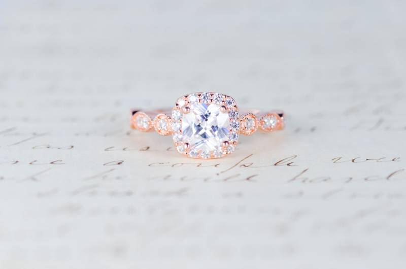 Rose Gold Verlobungsring - Kissen Geschnitten Halo Ring Art-Deco-Ring Versprechen Vintage Ehering Sterling Silber Rose Gold Verlobungsring - Kissen Geschnitten Halo Ring Art-Deco-Ring Versprechen Vintage Ehering Sterling Silber von MochaRings