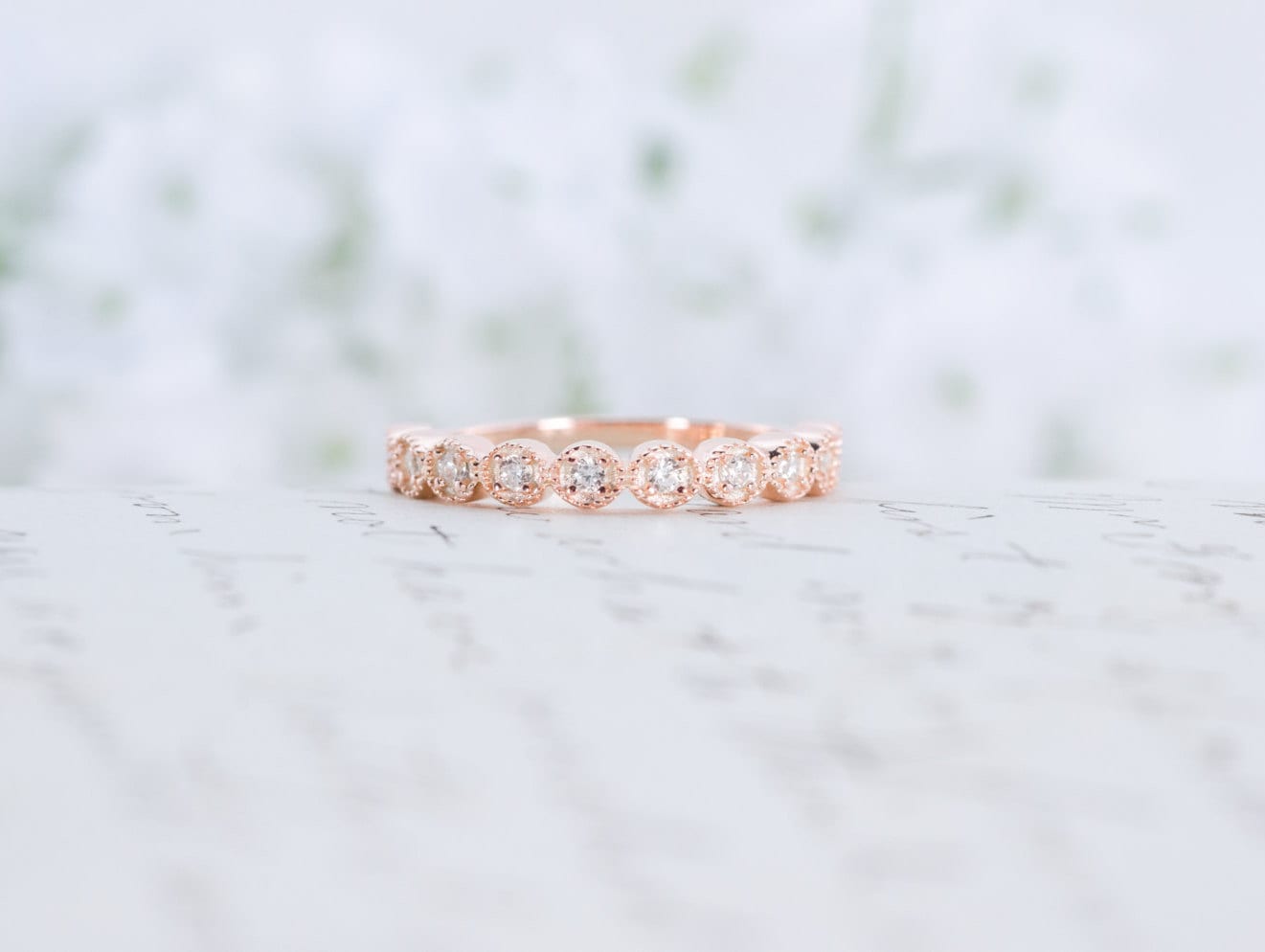 Rosegold Ehering - Art Deco Ring Stapelring Eternity Sterling Silber von MochaRings
