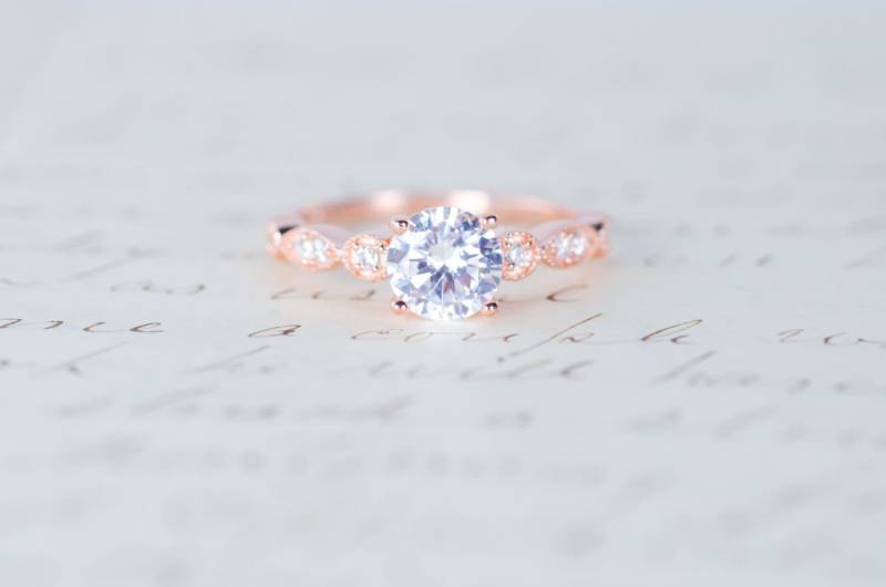 Rosegold Verlobungsring - Art Deco Ring Versprechensring Vintage Ehering Sterling Silber Rosegold Verlobungsring - Art Deco Ring Versprechensring Vintage Ehering Sterling Silber von MochaRings