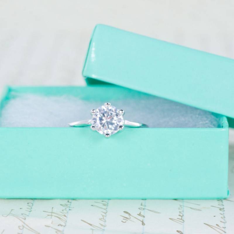 Sale - 6 Ringe Solitär Verlobungsring Rundschliff Ehering Reinheitsring 2 Karat Sterling Silber von MochaRings
