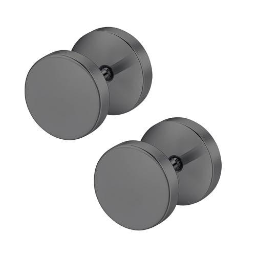 Mochity 4 Paare Ohrringe Schwarz Damen, Ohrstecker Schwarz Herren, Runde Scheibe Ohrringe 3/4/5/6mm, 316L Edelstahl Ohrstecker Hypoallergen, Schläfer Knorpel Silber Gold (B, 1 Paar, 8mm, Schwarz) von Mochity