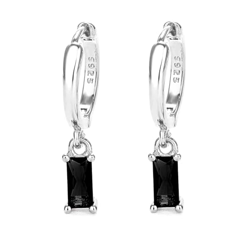 Ohrringe Silber 925 Creolen Mit Schwarz Zirkon Tropfen, Creolen Silber 925 klein Für Frauen Ttropfen Ohrringe Hypoallergener Schmuck Für Männer 2PCS von Mocicafier