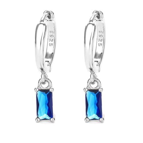 Ohrringe Silber 925 Creolen Mit Blau Zirkon Tropfen, Creolen Silber 925 klein Für Frauen Tropfen Ohrringe hHypoallergener Schmuck Für Männer 2PCS von Mocicafier