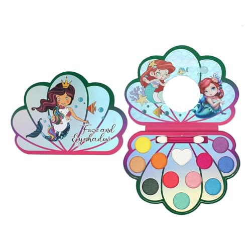 Glitzernde Kinderschminke-Palette - 12-farbiges Lidschatten- und Rouge-Set, faltbare Schminkbox für Mädchen, wasserlösbar, ungiftig von MockTota