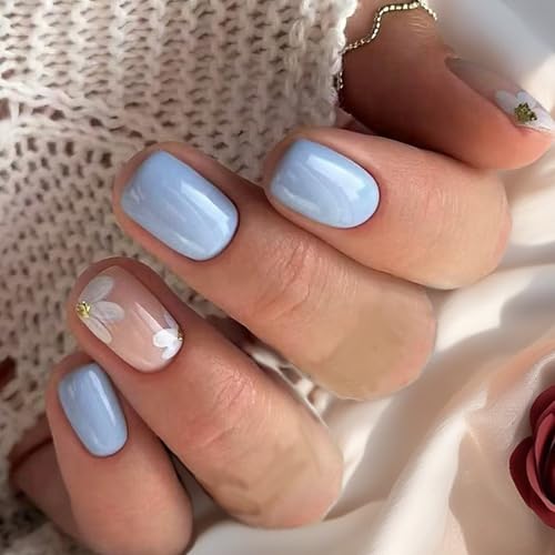 24pcs Square Press Auf Nägeln Glänzende Designs Französische Gefälschte Nägel Acryl False Nails Künstliche Klebstoffe Auf Frauen Acrylklessche Nagel Für Frauen Klar von Mocoocouture