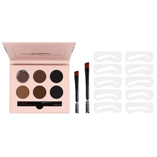 Brow Pulver Kits Augenbrauenpulver Make Up Kits Augenbrauen Set Stempel Schablone Mit Pinsel Make Up Set von Mocoocouture