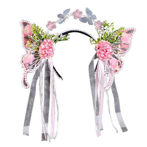 Butterfly Designs Schiere Stirnband Mit Blumen Und Quasten Für Romantiker Anlass Rollenspiele Accessoires Haarhoop von Mocoocouture