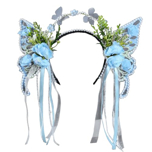 Butterfly Designs Schiere Stirnband Mit Blumen Und Quasten Für Romantiker Anlass Rollenspiele Accessoires Haarhoop von Mocoocouture