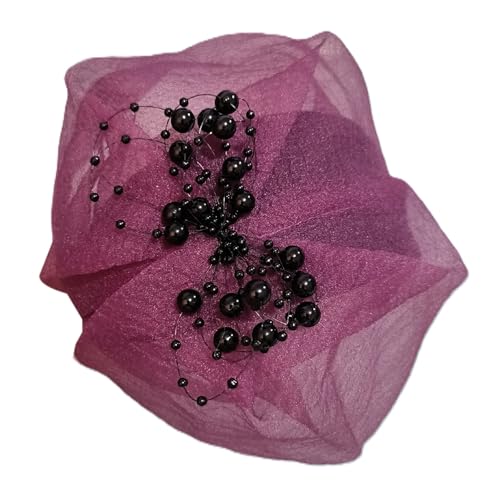 Crepe Halbhut Rüschen Perlen Haarband Für Weibliche Französische Hairhoop Abendkleider Haarabdeckung Vintage Party Haarschmuck von Mocoocouture