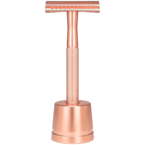 Fashion Rose Gold Rasierer Mit Halterstand Und 5 Doppelkanten Blasen Für Frauen Und Männer Die Rasur Pflegen von Mocoocouture