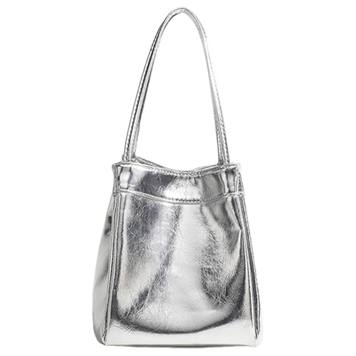 Frauen Eimerbeutel Silber Handtasche Alleinfängige Achselhöhle PU Leder Schulter Koreanische Stile Unterarm Für Alltägliche Frauen Eimer PU Leder Schulter Koreanische Stile Achsel Casual Handtasche von Mocoocouture