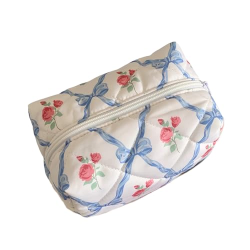 Gesteppte Kosmetikbeutel Große Kapazität Make Up Beutel Bögen Toilette Blumen Make Up Beutel Waschen Sie Frauen Und Mädchen Gesteppte Kosmetische Kosmetik Toilette Für Frauen Und Mädchen von Mocoocouture