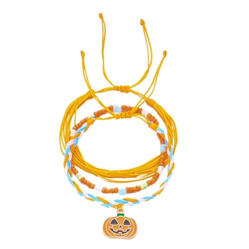 Mocoocouture Einstellbares Halloween Armband Austauschbare Reisperlen Kürbisspesche Anhänger Stapelbares Design Stretchy Kostüm Schmuck Stapelbares Charme von Mocoocouture