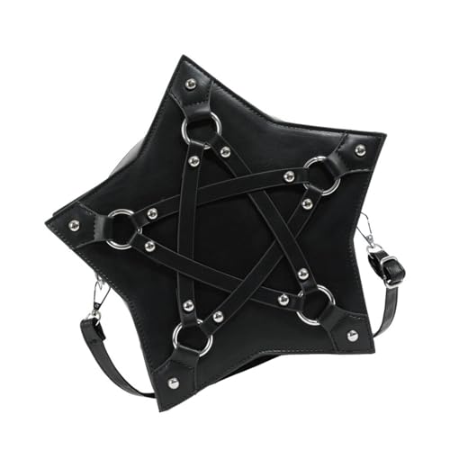 Mocoocouture Frauen Sternform PU Leder Crossbody Tasche Mit Nieten Besetzt Embäemin Punk Reißverschluss Schultertasche PU Leder Schulter von Mocoocouture