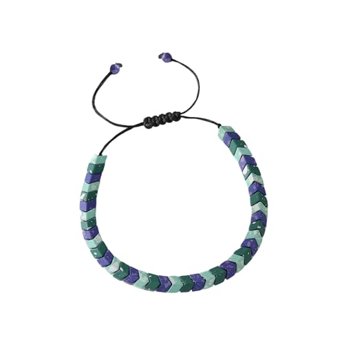 Mocoocouture Geometrische Form Flacher Perlen Armband Einstellbare Kabelhandgelenkskette Mode Schmuck Geschenk Für Frauen Einzigartiger Geometrischer Charme von Mocoocouture