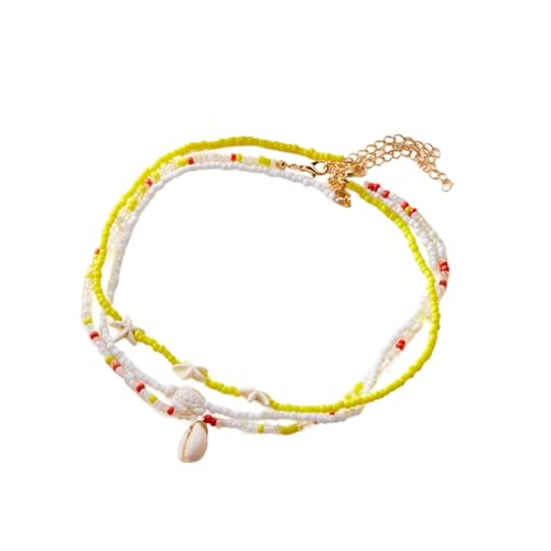 Mocoocouture Mehrschichtiger Strand Halskette Naturalschale Seesterne Schildkröten Perlen Design Verstellbares Kettenschmuck Geschenk Für Ihre Leichte Verstellbare Strandkette Für Frauen von Mocoocouture