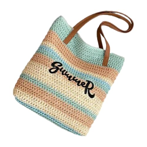 Mocoocouture Mode Regenbogen Gewebte Strandtasche Große Kapazitätsumbtertaschen Urlaub Handtasche Für Trendige Frauen Die Die Handgefertigte Handgefertigte Handtasche Freien Lieben von Mocoocouture