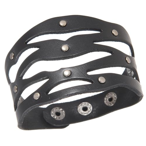 Mocoocouture Mode Streetwear Metall Armband Atmungsaktives Echtes Ledergelenk Schmuck Für Erwachsene Trendige Ledermanschette von Mocoocouture
