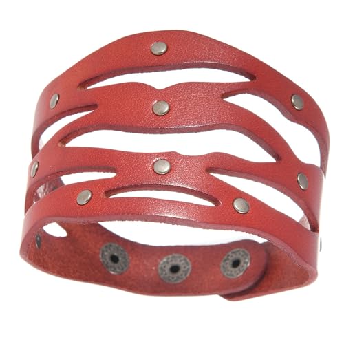 Mocoocouture Mode Streetwear Metall Armband Atmungsaktives Echtes Ledergelenk Schmuck Für Erwachsene Trendige Ledermanschette von Mocoocouture
