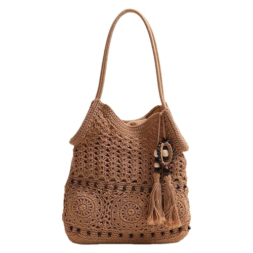 Mocoocouture Schulterbärke Mit Quasten Große Kapazität Unterarmtasche Urlaub Handtasche Für Freizeitreisen Und Strandfeiertage Geräumige Innenräume von Mocoocouture