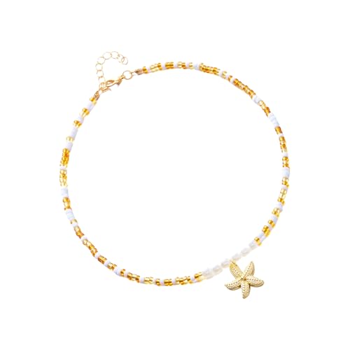 Mocoocouture Verstellbare Seestarfishes Halskette Perlen Perlendesigns 4 Stile Für Lässige Und Abendliche Outfits Muscheln Halskette von Mocoocouture