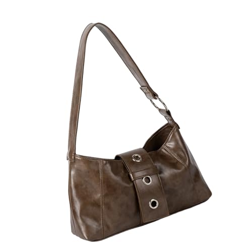 Mocoocouture Vintage Wachspu Leder Unterarm Tasche Für Frauen Leichtgewichtige Umhängetasche Mit Metalldetail Casual Abend Geldbeutel Elegant Retro Inspirierte Achselstoffe von Mocoocouture