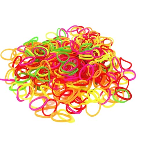 Packung 1000 Farbenfrohe Elastische Haarbindungen Kleine Größe Weiche Verrückte Farbenfrohe Haarseil Elastiz von Mocoocouture