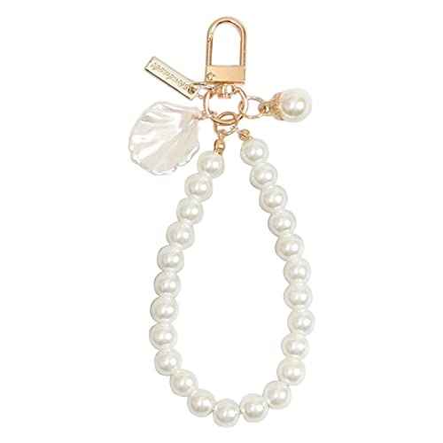 Shell Pearl Phone Kette Kreativherz Keychain Hängelhänge Für Anhänger Keyring Hängende Ornament Für Handtasche Geldbörse Kreativ Schalen Perlen Keychain Herzschlüsselung Telefonkette Hanging Anhänger von Mocoocouture