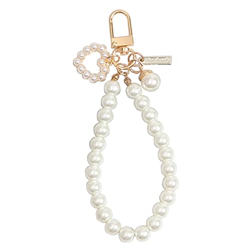 Shell Pearl Phone Kette Kreativherz Keychain Hängelhänge Für Anhänger Keyring Hängende Ornament Für Handtasche Geldbörse Kreativ Schalen Perlen Keychain Herzschlüsselung Telefonkette Hanging Anhänger von Mocoocouture