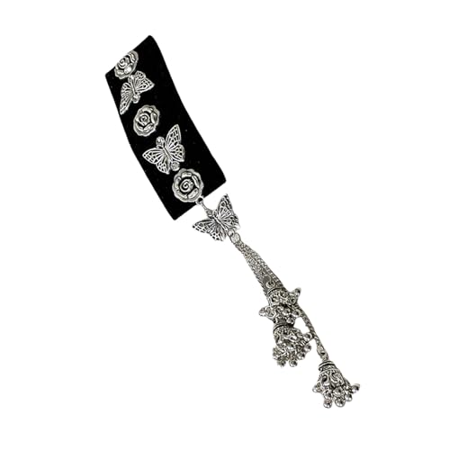 Zarter Schmetterling Und Rosenhaarclip Silber Mit Langen Quasten Elegante Haarverzierung Für Partys Und Musikfestivals von Mocoocouture