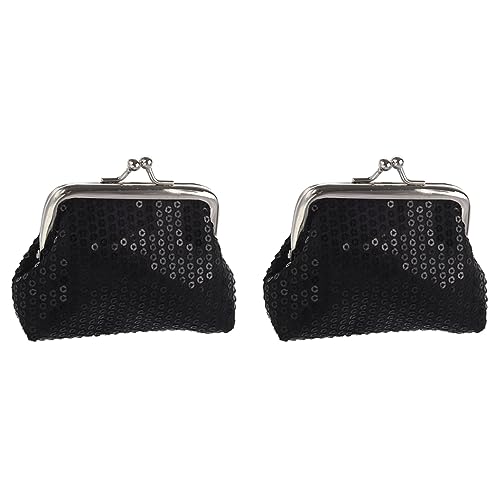 Mocturnity 2X Frauen Pailletten Geldboerse mit Schnalle Mini Geldbeutel (Schwarz) von Mocturnity