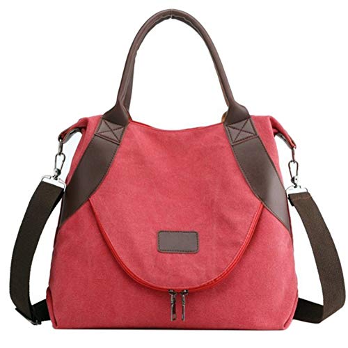 Mocturnity Damen Tasche Handtaschen UmhäNgetasche Segeltuch Tasche für Big Bag Segeltuch Schulter Tasche Weibliche Handtaschen Rot von Mocturnity