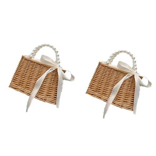 Mocturnity Frische und Modische Perlenhandtasche, Strand-Strohkorb im Strandurlaubsstil von Mocturnity