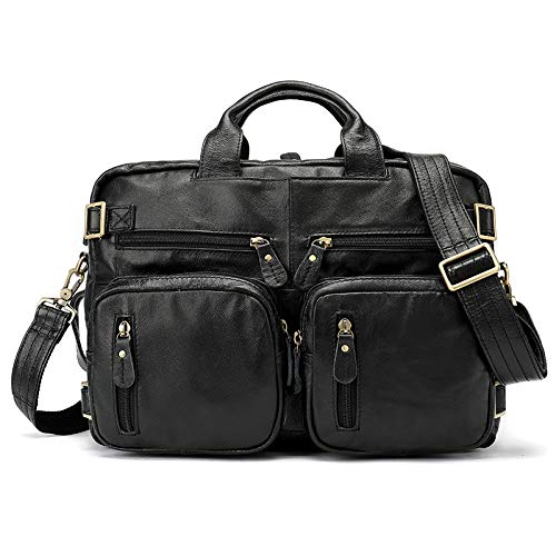 Mocturnity Leder Retro Grosse KapazitäT Multifunktion Laptop Tasche Business Aktentasche Herren Handtasche von Mocturnity