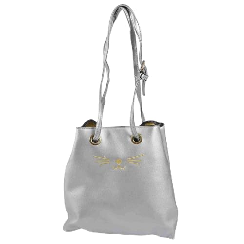 Mocturnity Neue Grosse Kapazitaet Pu Niedliche Katze Muster Umhaengetaschen String-Drawn Einzelner Schulterbeutel （Silber） von Mocturnity