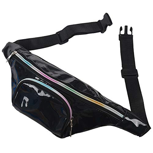 Mocturnity Neue Punk Lady Girl Bogen PVC Transparent Fanny Pack Frauen Bum Bag Gürtel Tasche (Schwarz) von Mocturnity