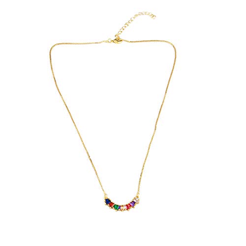 Mocturnity Rainbow Cubic Zirconia Geometrie Kreis Halskette Halskette Brautgeschenk Iris Schmuck Halbkreis von Mocturnity
