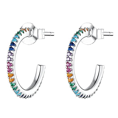 Mocturnity Regenbogen-Ohrringe, einfache Ohrringe, farbige Zirkonia, Geschenk für Partys oder Hochzeiten von Mocturnity