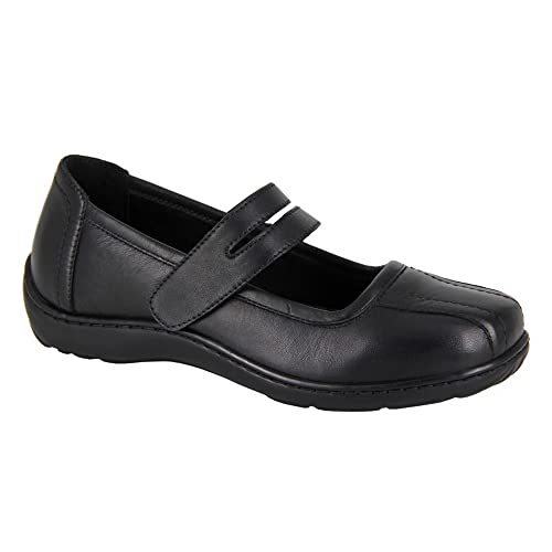 Mod Comfys Mary Jane Damen-Sandalen aus Leder mit selbstklebendem Verschluss, Schwarz , 40 EU Mod Comfys Mary Jane Damen-Sandalen aus Leder mit selbstklebendem Verschluss, Schwarz , 40 EU von Mod Comfys