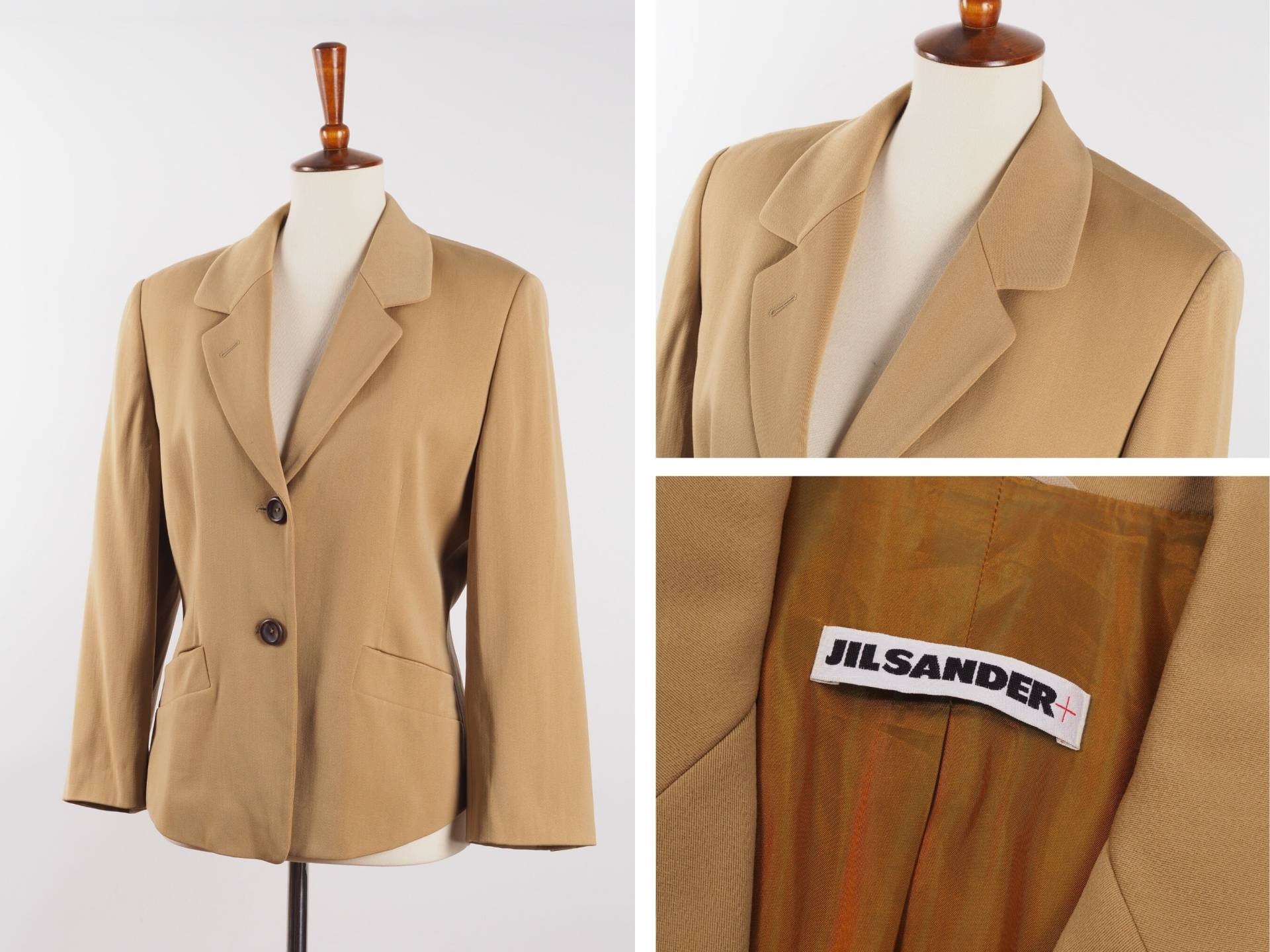 Jil Sander Vintage Damen Bronze Tan Woll Blazer Jacke 40 L Large Us12 Us14 von ModDept