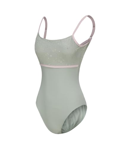 ModLatBal Damen Camisole Ballett Tanztrikot für Erwachsene Gymnastik Bodysuit mit verstellbaren Trägern, Grün/Spitze, L ModLatBal Damen Camisole Ballett Tanztrikot für Erwachsene Gymnastik Bodysuit mit verstellbaren Trägern, Grün/Spitze, L von ModLatBal