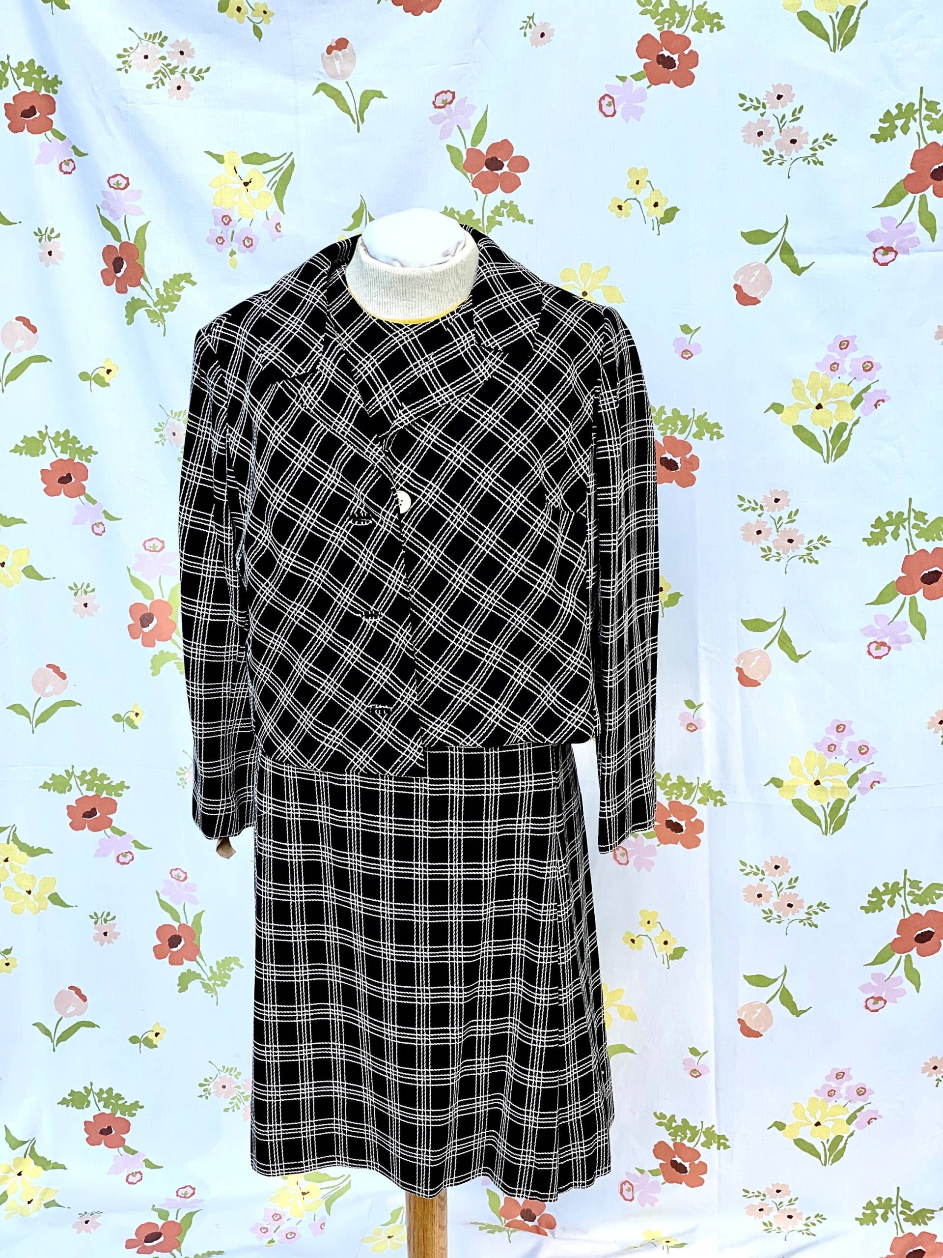 Damen Groovy Vintage Anzug/Schwarz Und Weiß/Kleid Jacke/Custom Casuals von ModNodBoutique